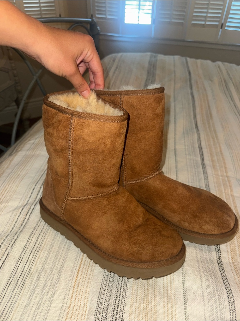 UGG Chestnut Suede Shearling Lined Classic Short Boots